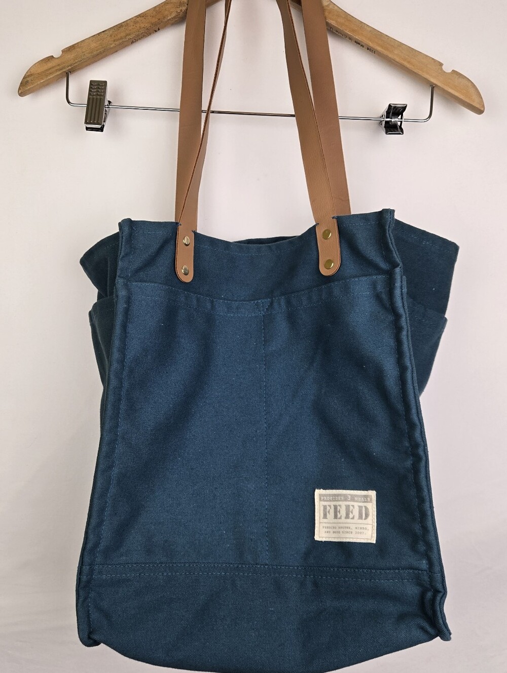 The Feed Project Canvas Market Tote in Sea Teal Blue